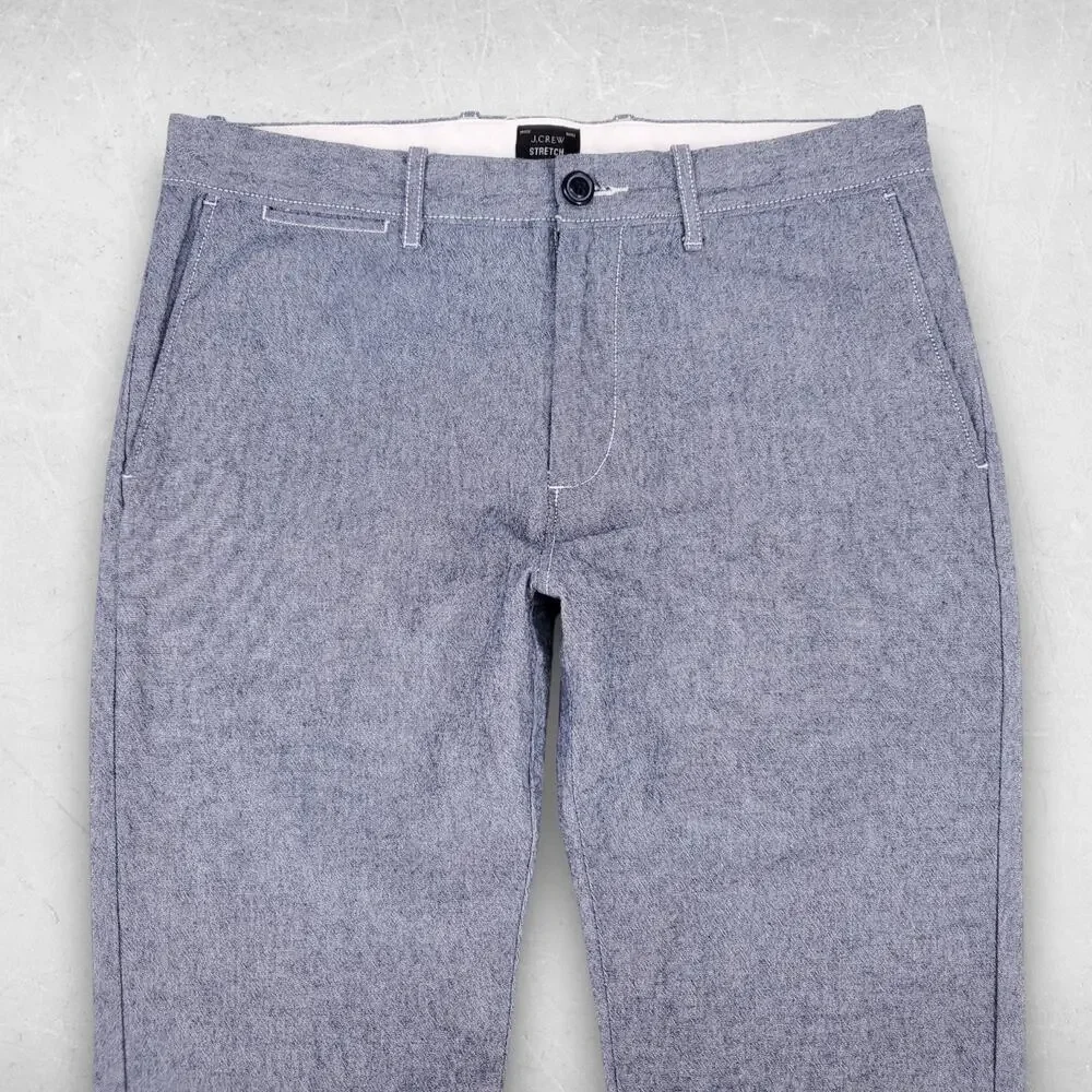 J Crew 484 Slim Fit Chino Pants Stretch Chambray Straight Leg Men 29x32 Blue